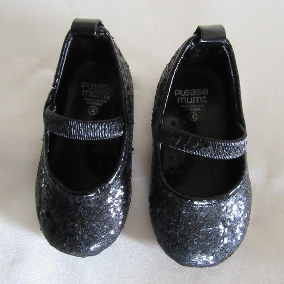Toddler's size 4 black Sparkle shoes - Picture 1 of 6